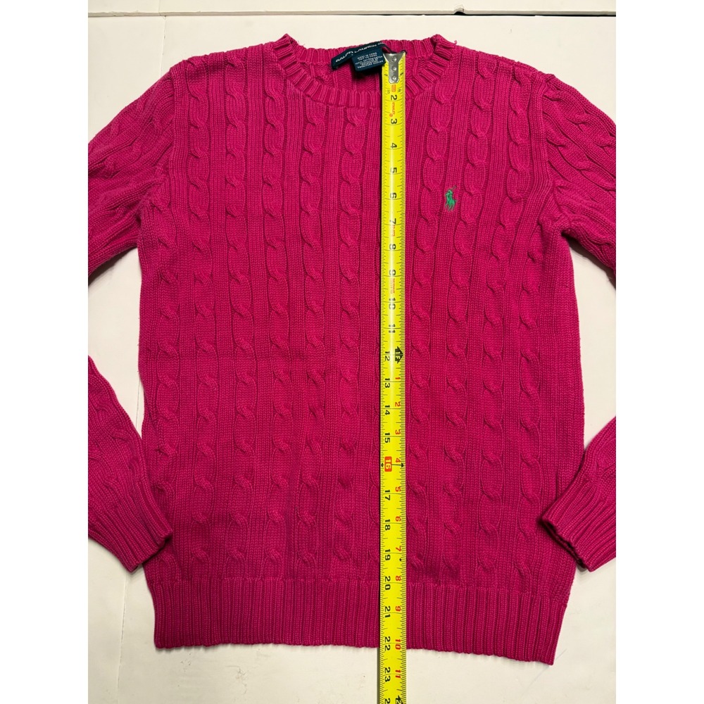 Ralph Lauren Sport Womens Pink Cable Knit Cotton Crew Neck Sweater Size L - Picture 5 of 7